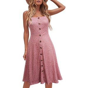 Berrydress Polka-Dot Button Up A-Line Slip Dress